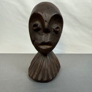 Fang Reliquary Guardian‎ Double Faced Byeri Head Wooden Gabon Tribal Figurine